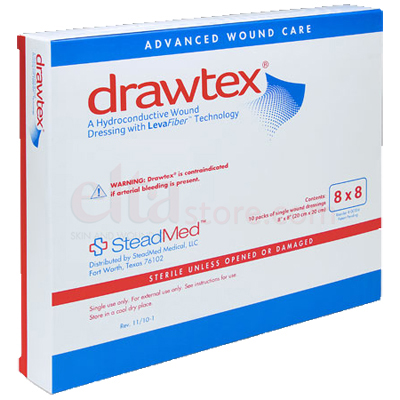 Drawtex Hydroconductive Wound Dressing w/ LevaFiber - 8x8 (Box of 10)